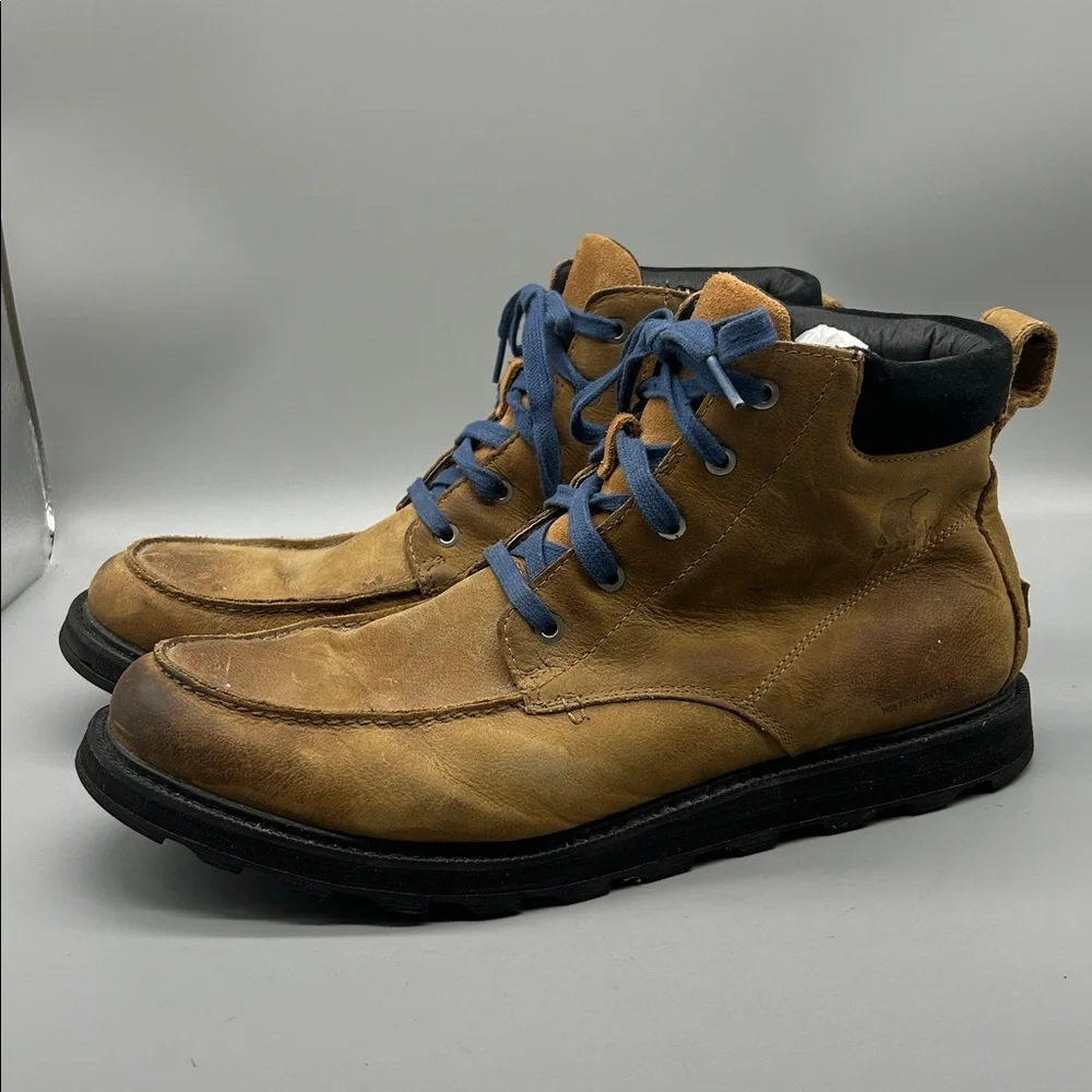 Sorel Madson Boots Tan Mens Size 13 Moc Toe Waterproof Leather